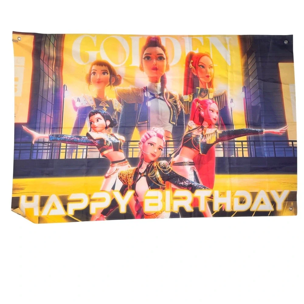 K-Pop Birthday Banner 59.5x39.5 Yellow Backdrop Party Decor League of Legends